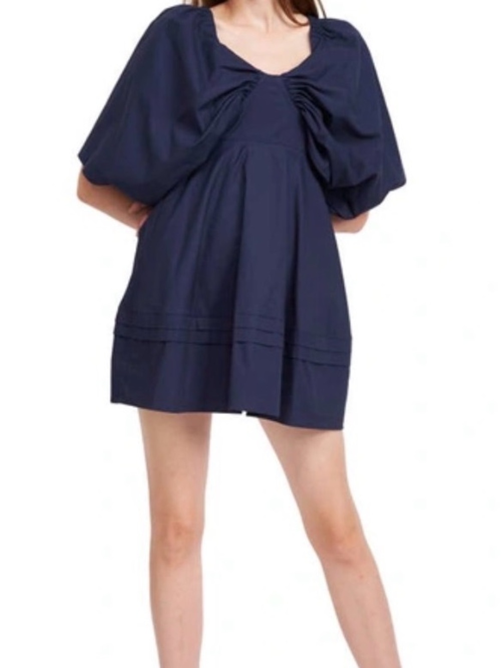 En Saison Navy Puff-Sleeve Mini Dress with Underwire